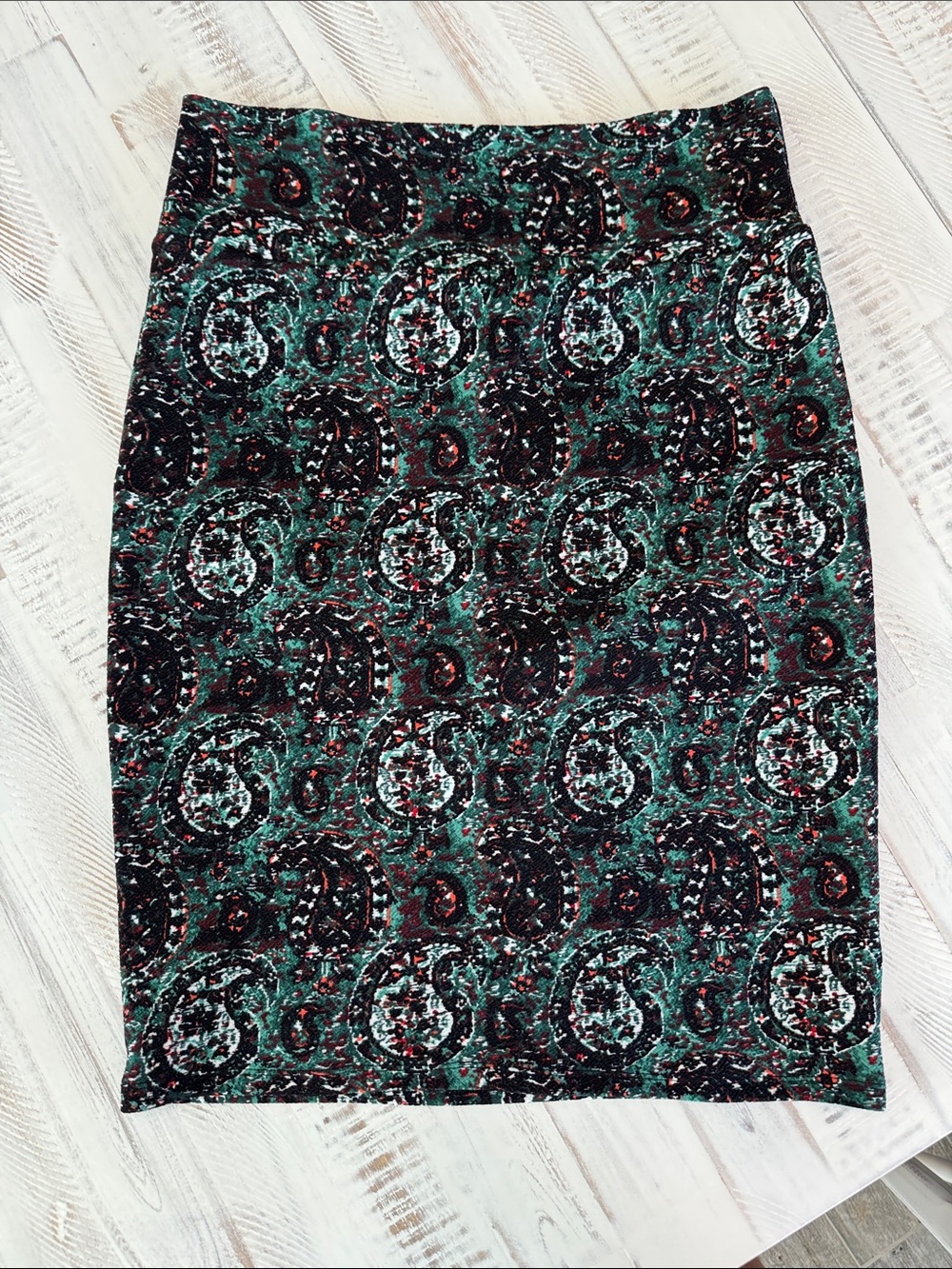 LuLaRoe Paisley Print Green Pencil Skirt